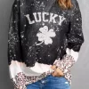 Lucky Shamrock Leopard Bleached Sweatshirt -Garment Sale Store SCM019750 1 81863420844374 124
