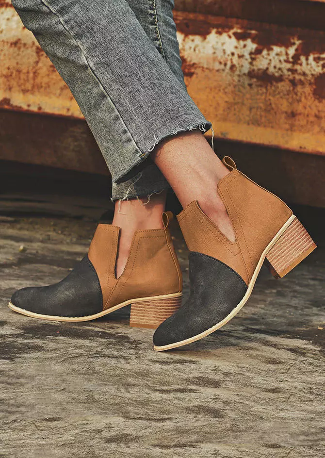 Color Block Round Toe Heeled Boots 4 Color Block Round Toe Heeled Boots - Image 2