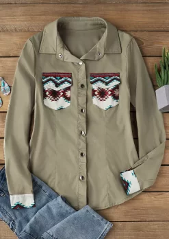 Aztec Geometric Button Turn-Down Collar Jacket -Garment Sale Store SCM019835 1 81775678541974 124