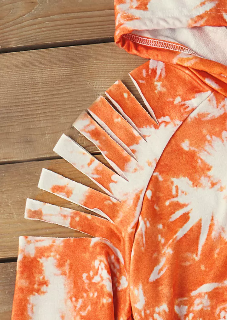 Tie Dye Cut Out Kangaroo Pocket Cold Shoulder Hoodie 9 Tie Dye Cut Out Kangaroo Pocket Cold Shoulder Hoodie - Image 7