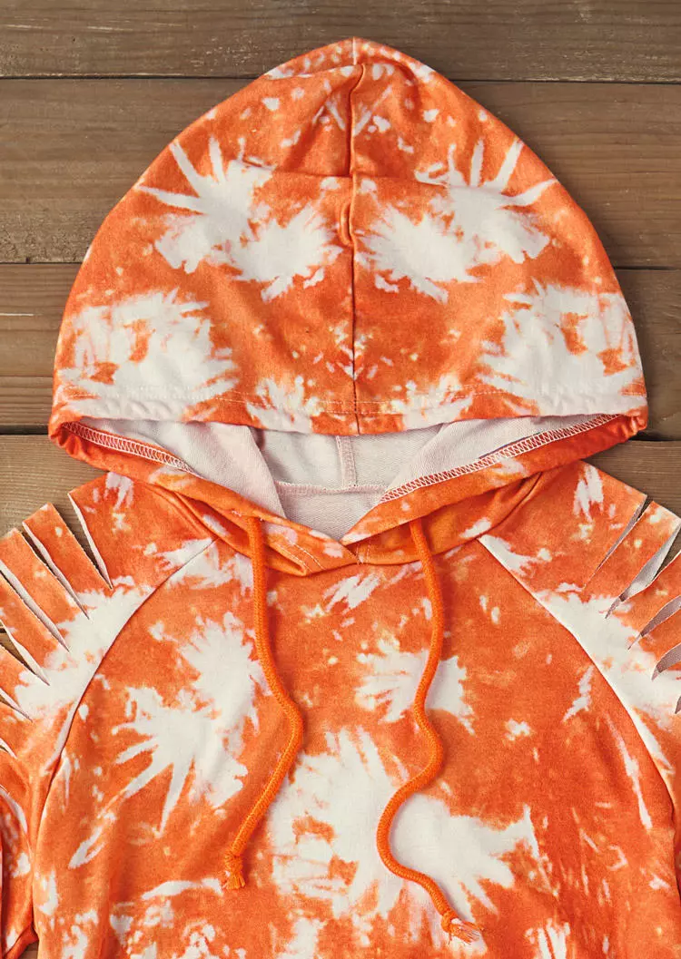 Tie Dye Cut Out Kangaroo Pocket Cold Shoulder Hoodie 8 Tie Dye Cut Out Kangaroo Pocket Cold Shoulder Hoodie - Image 6