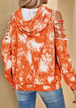 Tie Dye Cut Out Kangaroo Pocket Cold Shoulder Hoodie 12 Tie Dye Cut Out Kangaroo Pocket Cold Shoulder Hoodie -Garment Sale Store SCM019837 1 81850736841769 124