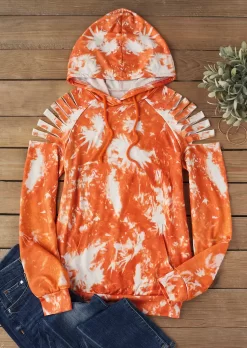 Tie Dye Cut Out Kangaroo Pocket Cold Shoulder Hoodie 13 Tie Dye Cut Out Kangaroo Pocket Cold Shoulder Hoodie -Garment Sale Store SCM019837 1 81850736875056 124