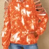 Tie Dye Cut Out Kangaroo Pocket Cold Shoulder Hoodie 2 Tie Dye Cut Out Kangaroo Pocket Cold Shoulder Hoodie -Garment Sale Store SCM019837 1 81850936223672 124