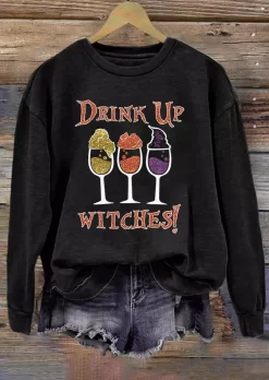 Halloween Drink Up Witches Sweatshirt - Black