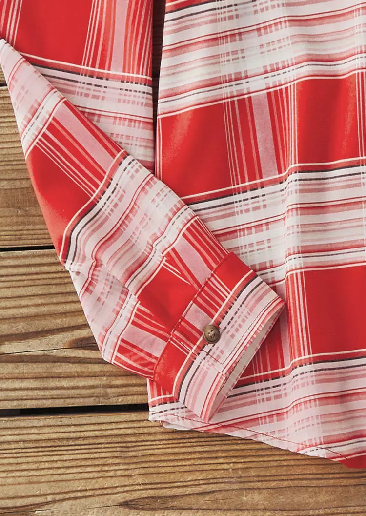 Plaid Pocket Button Turn-Down Collar Shirt 7 Plaid Pocket Button Turn-Down Collar Shirt - Image 5