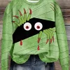Halloween Cartoon Cute Sweatshirt - Green -Garment Sale Store SCM019931 1 82535680687169 124