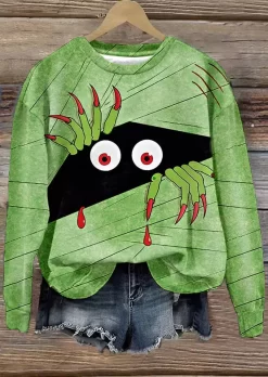 Halloween Cartoon Cute Sweatshirt - Green