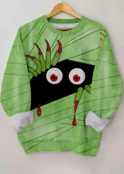 Halloween Cartoon Cute Sweatshirt - Green -Garment Sale Store SCM019931 2 82152414563397 124