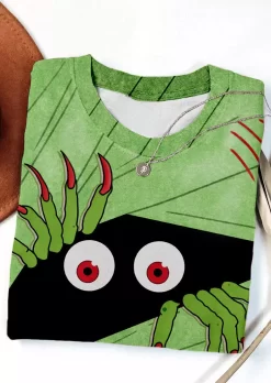 Halloween Cartoon Cute Sweatshirt - Green -Garment Sale Store SCM019931 2 82282430704161 124