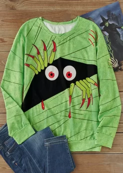 Halloween Cartoon Cute Sweatshirt - Green -Garment Sale Store SCM019931 2 90471901786305 124