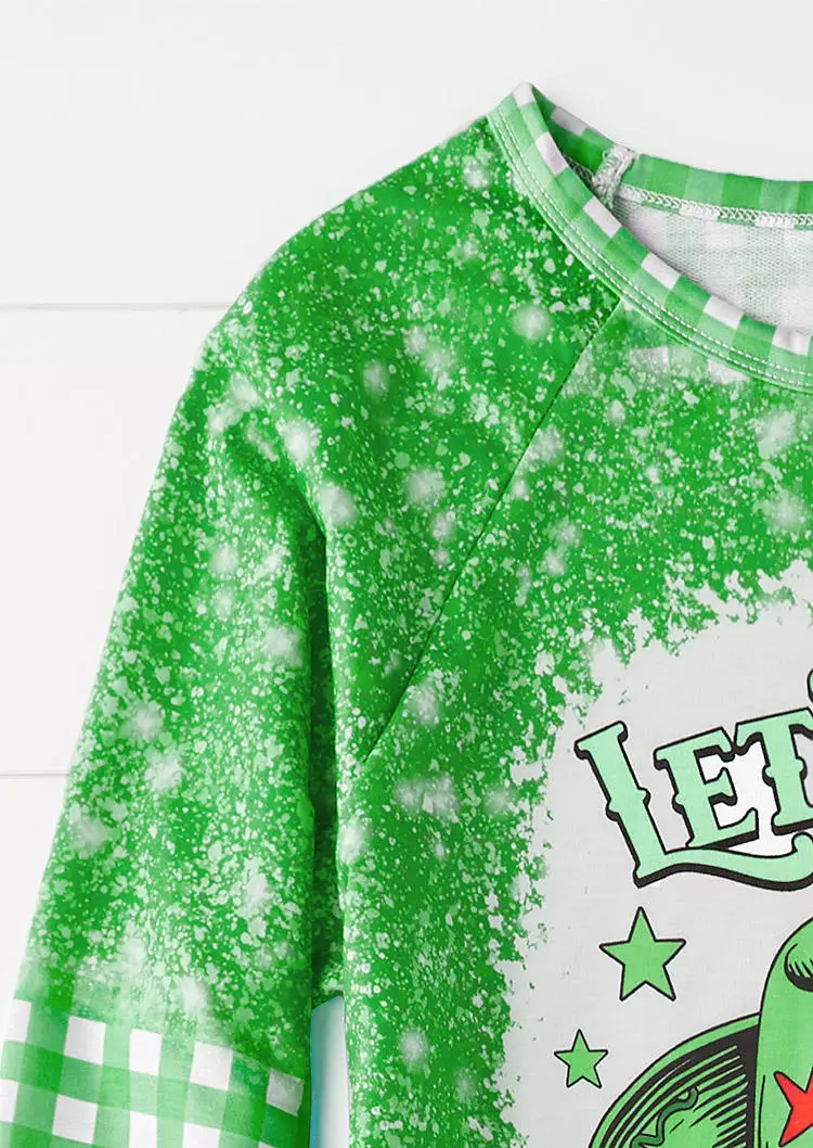 Let's Go Girls Plaid Bleached Sweatshirt - Green 6 Let's Go Girls Plaid Bleached Sweatshirt - Green - Image 4