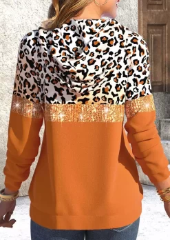 Leopard Drawstring Kangaroo Pocket Hoodie -Garment Sale Store SCM020030 1 82213854176516 124