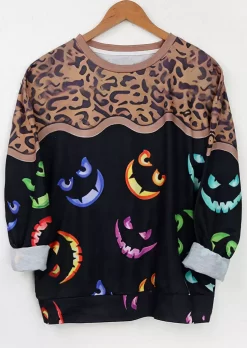 Halloween Leopard Colorful Pumpkin Face Sweatshirt 8 Halloween Leopard Colorful Pumpkin Face Sweatshirt -Garment Sale Store SCM020073 2 83061099431430 124