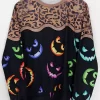 Halloween Leopard Colorful Pumpkin Face Sweatshirt