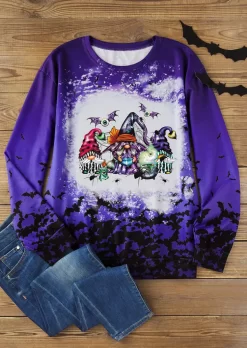Halloween Gnomies Bat Spider Bleached Sweatshirt -Garment Sale Store SCM020147 1 91337120557620 124