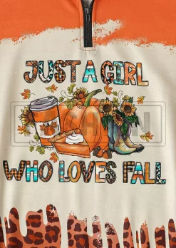 Just A Girl Who Loves Fall Color Block Leopard Sweatshirt - Orange -Garment Sale Store SCM020148 1 90778483853490 124