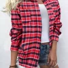 Plaid Lace Splicing Long Sleeve Shirt -Garment Sale Store SCM020176 1 83002404609957 124