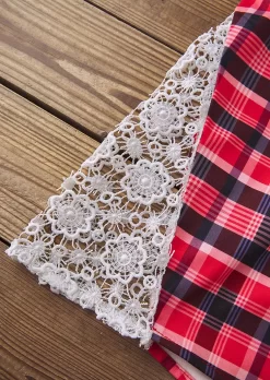 Plaid Lace Splicing Long Sleeve Shirt 13 Plaid Lace Splicing Long Sleeve Shirt -Garment Sale Store SCM020176 1 91542300718670 124