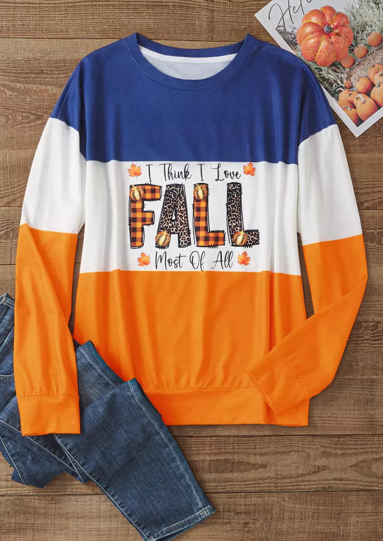 I Think I Love Fall Most Of All Color Block Plaid Leopard Sweatshirt 5 I Think I Love Fall Most Of All Color Block Plaid Leopard Sweatshirt - Image 3