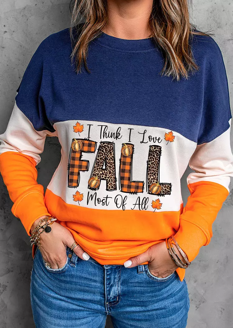 I Think I Love Fall Most Of All Color Block Plaid Leopard Sweatshirt 3 I Think I Love Fall Most Of All Color Block Plaid Leopard Sweatshirt