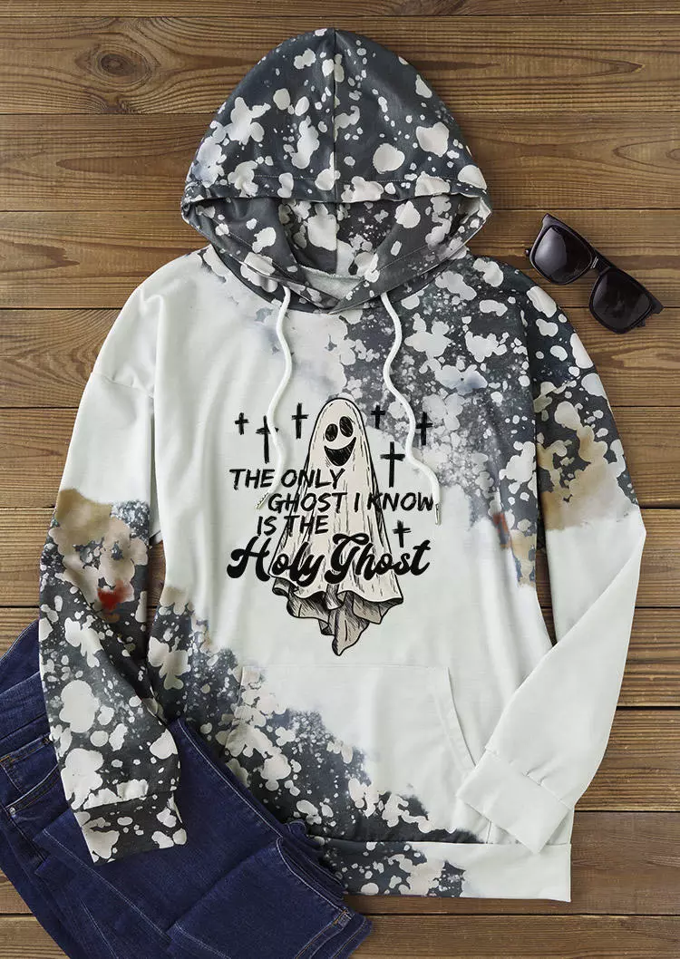 Halloween The Only Ghost I Know Is The Holy Ghost Bleached Hoodie - White 4 Halloween The Only Ghost I Know Is The Holy Ghost Bleached Hoodie - White - Image 2