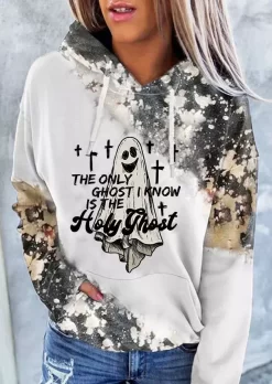 Halloween The Only Ghost I Know Is The Holy Ghost Bleached Hoodie - White