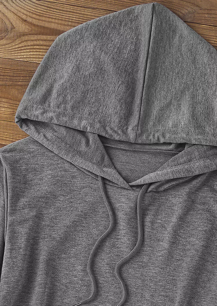 Drawstring Concise Hoodie - Gray 5 Drawstring Concise Hoodie - Gray - Image 3