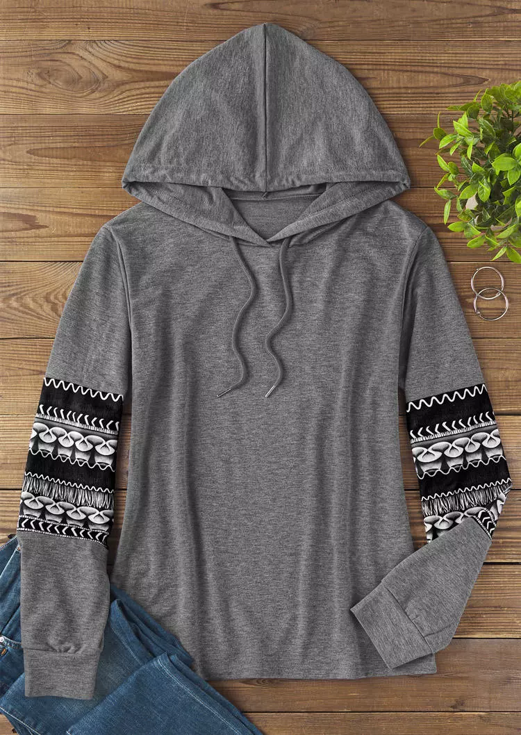 Drawstring Concise Hoodie - Gray 4 Drawstring Concise Hoodie - Gray - Image 2