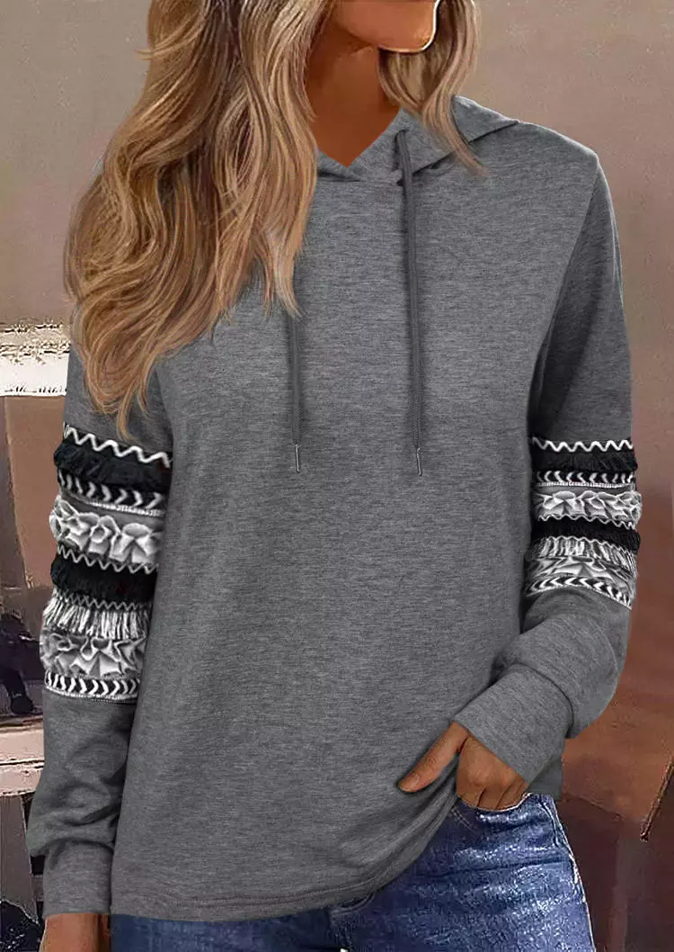 Drawstring Concise Hoodie - Gray 3 Drawstring Concise Hoodie - Gray