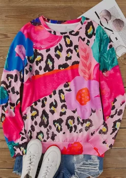 Color Block Floral Leopard Sweatshirt -Garment Sale Store SCM020208 1 82985370396927 124