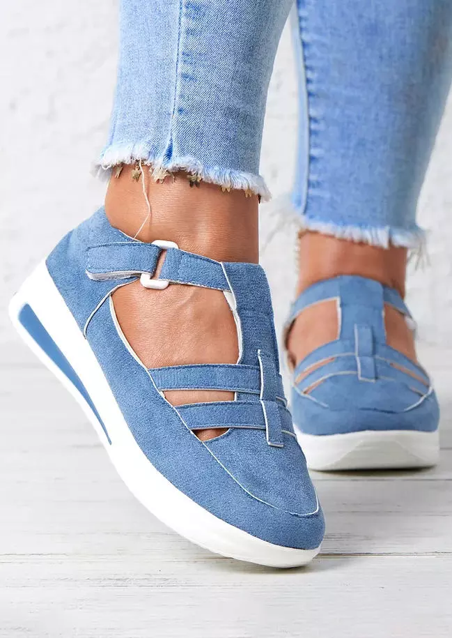 Hollow Out Round Toe Platforms Sneakers - Blue 4 Hollow Out Round Toe Platforms Sneakers - Blue - Image 2