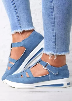 Hollow Out Round Toe Platforms Sneakers - Blue 7 Hollow Out Round Toe Platforms Sneakers - Blue -Garment Sale Store SCM020234 1 82509372361665 124