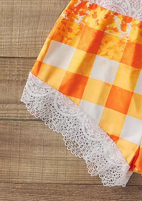 Plaid Gradient Glitter Lace Camisole And Shorts Pajamas Set 6 Plaid Gradient Glitter Lace Camisole And Shorts Pajamas Set - Image 4