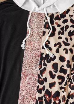 Leopard Color Block Drawstring Hoodie -Garment Sale Store SCM020315 1 83163453802224 124