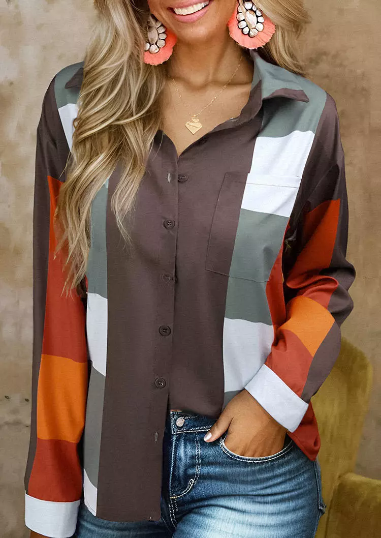 Plaid Button Turn-Down Collar Shirt 4 Plaid Button Turn-Down Collar Shirt - Image 2