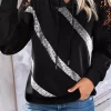 Lace Splicing Sequined Drawstring Hoodie - Black -Garment Sale Store SCM020355 1 90135786087478 124