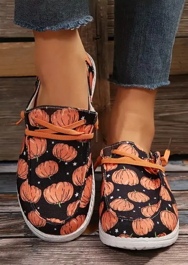 Pumpkin Star Lace Up Flat Sneakers 3 Pumpkin Star Lace Up Flat Sneakers