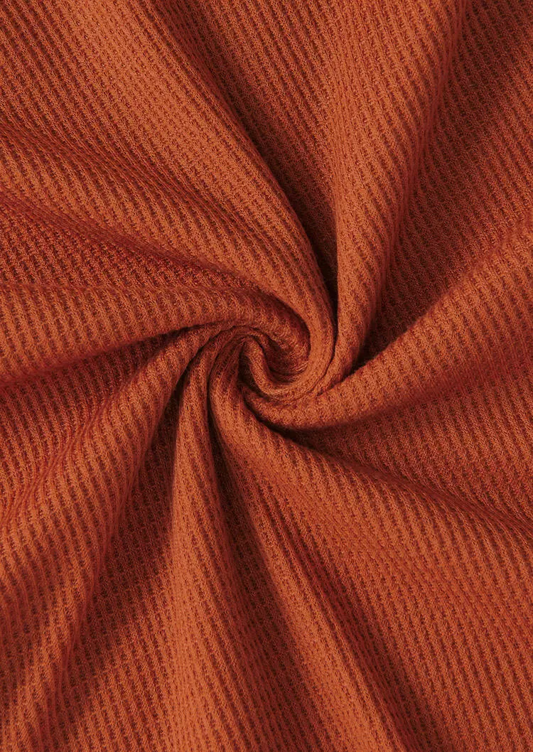 Sequined Waffle O-Neck Sweatshirt - Brown 9 Sequined Waffle O-Neck Sweatshirt - Brown - Image 7