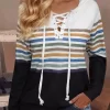 Striped Color Block Lace Up Hoodie -Garment Sale Store SCM020484 1 91474123854646 124