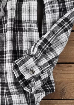 Plaid Button Drawstring Hoodie Shirt -Garment Sale Store SCM020528 1 90644277432485 124