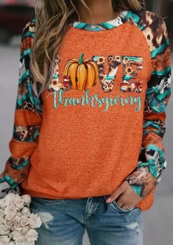 Thanksgiving Love Pumpkin Sunflower Leopard Cow Sweatshirt