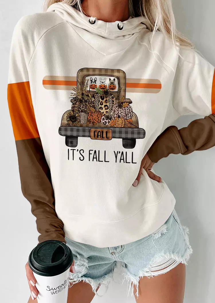 It's Fall Y'all Leopard Plaid Pumpkin Sunflower Hoodie - White 3 It's Fall Y'all Leopard Plaid Pumpkin Sunflower Hoodie - White