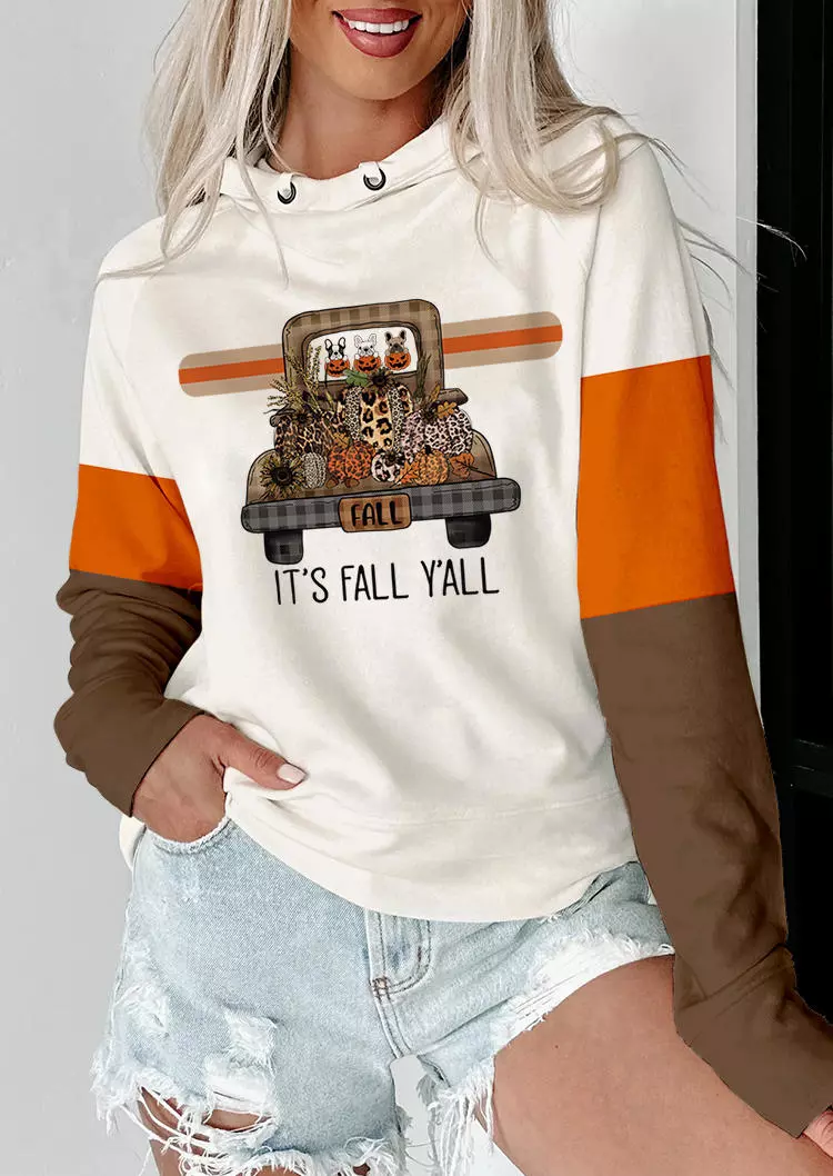 It's Fall Y'all Leopard Plaid Pumpkin Sunflower Hoodie - White 4 It's Fall Y'all Leopard Plaid Pumpkin Sunflower Hoodie - White - Image 2