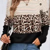 Striped Leopard Color Block Button Sweatshirt -Garment Sale Store SCM020601 1 91120723646836 124