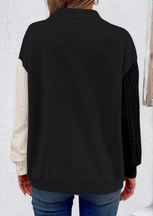 Leopard Color Block Zipper Collar Sweatshirt 4 Leopard Color Block Zipper Collar Sweatshirt - Image 2