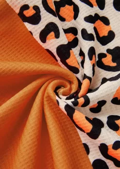 Leopard Color-Blocked Button Waffle Hoodie 12 Leopard Color-Blocked Button Waffle Hoodie -Garment Sale Store SCM020632 1 A1669101971396 124