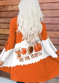 Tis The Season Pumpkin Soccer Maple Leaf Color Block Cardigan