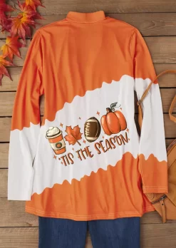 Tis The Season Pumpkin Soccer Maple Leaf Color Block Cardigan -Garment Sale Store SCM020642 1 92165716892490 124