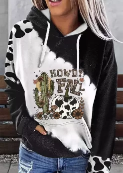 Howdy Fall Sunflower Cactus Pumpkin Maple Leaf Cow Hoodie